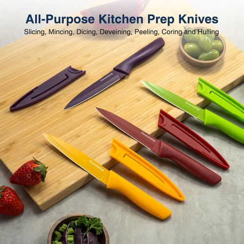 Miniatura 6 de Gourmetop Cuchillo de pelar con funda, juego de cuchillos de pelar de 4, juego de cuchillos de pelar de 4.5 pulgadas de acero inoxidable premium