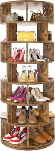 Miniatura 12 de Aheaplus Torre de Estante Giratorio para Zapatos, Zapatero Giratorio de 7 Niveles 360 Estantes Giratorios para Zapatos Organizador para Closet