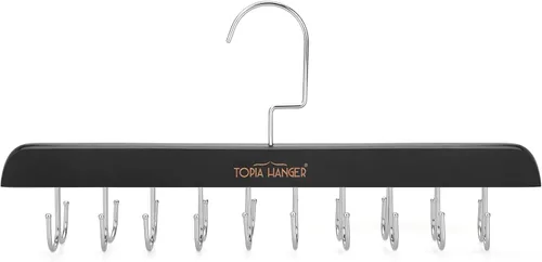 TOPIA HANGER CT46B - Colgador de sujetador para armario, perchas para camisetas sin mangas, 20 ganchos de capacidad, plegables de madera, ahorro de