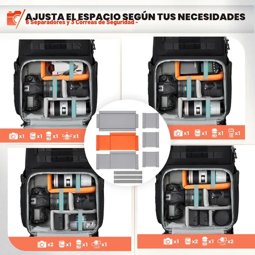 Miniatura 3 de RAINSMORE Mochila para cámara DSLR/SLR/SLR/sin espejo, para fotógrafos, 15.6 pulgadas, impermeable, funda táctica para fotografía con cubierta