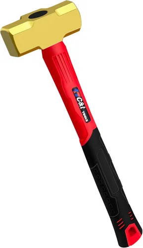C&T Martillo de bronce de 2 libras, anti-chispas, cómodo mango de fibra de vidrio, 2 libras, no magnético, resistente a la corrosión