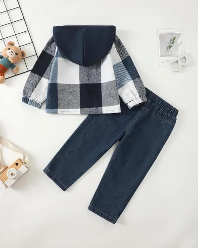 Miniatura 3 de Renotemy Ropa de bebé para niño, trajes de mezclilla, sudadera con capucha para bebés, pantalones de mezclilla, ropa para niños pequeños