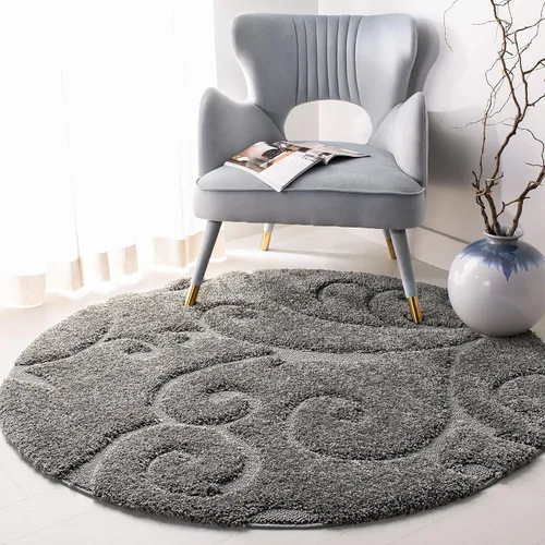 Miniatura 89 de SAFAVIEH - Alfombra de la colección Florida Shag - 10 pies redonda, color crema y beige, diseño de pergamino, no suelta pelusa y fácil de limpiar