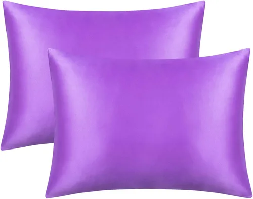 Miniatura 23 de FLXXIE Paquete de 2 fundas de almohada estándar de satén con cremallera para cabello y piel, sedosas y súper suaves (20 x 26 pulgadas), fundas