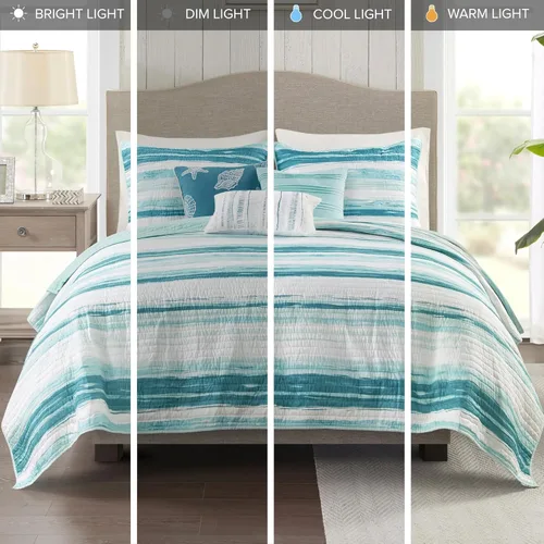Miniatura 6 de Madison Park - Juego de colcha y edredón Marina - Diseño moderno de lujo, ropa de cama para todas las estaciones, fundas a juego, almohadas Marina