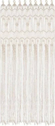 Cortina bohemia de macramé para ventana, separador de habitaciones, cortina para puerta, 79 x 35 pulgadas, para colgar en la pared de macramé para
