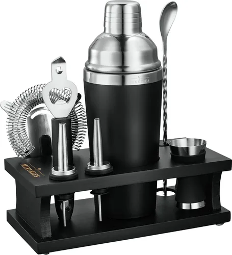 Kit de Barman de Mixología de Excelente Agarre - Juego de Mezclador de Bebidas con Todos los Accesorios Esenciales de Bar - Juego de Herramientas de