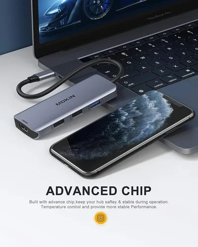 Miniatura 7 de Estación de acoplamiento USB C a adaptador HDMI dual, MOKiN USB C Hub Dual HDMI Monitores para Windows, adaptador USB C con HDMI dual, 3 puertos