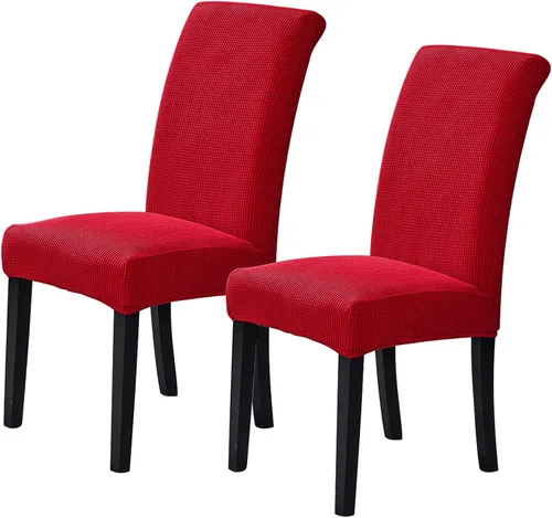 Miniatura 29 de Juego de 6 fundas elásticas para sillas de comedor, fundas para sillas de comedor lavables y removibles, fundas para sillas de comedor protectoras