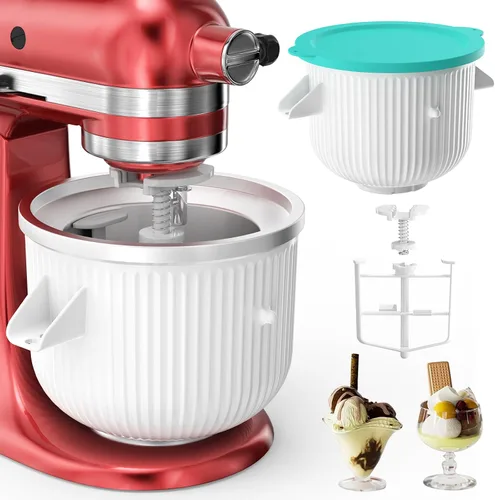Miniatura 8 de Accesorio para batidora KitchenAid, cuenco de helado compatible con batidoras de soporte de 4.5 cuartos y 6 cuartos de galón o más grandes
