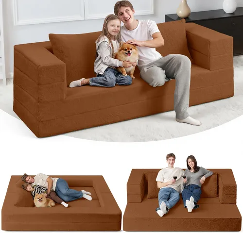 Miniatura 28 de Cama humana gigante para perro, cama 3 en 1 para perro de tamaño humano con funda de piel sintética lavable, cama grande plegable humana para Blanco