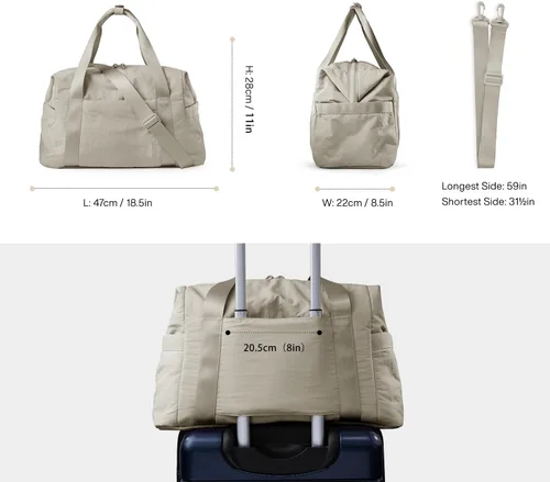 Miniatura 2 de BAGSMART Bolsa de gimnasio para mujeres, bolsa de fin de semana de equipaje de mano para pasar la noche, bolsas de lona de viaje con manga