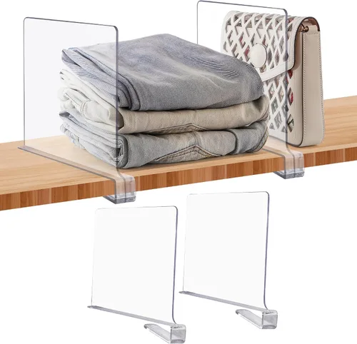 Miniatura 19 de JOY DECOR Paquete de 6 Divisores de Estantes Acrílicos Transparentes para Organizador y Almacenamiento de Armarios, Separadores de Estantes