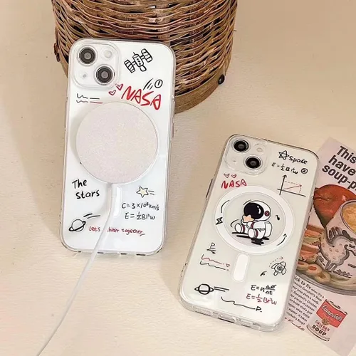 Miniatura 6 de Roemary Funda Astronautas Lunares para iPhone 13 con Diseño MagSafe, Funda Transparente de TPU con Carga Inalámbrica Magnética para iPhone 13 6.1