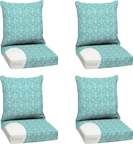 Miniatura 128 de Arden Outdoor Deep Seat Cushion Set, 24 x 24 pulgadas, Cojín para exteriores resistente al clima, a la lluvia y a la decoloración para silla, sofá
