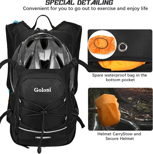 Miniatura 3 de Mochila de hidratación, mochila de senderismo ligera con vejiga de agua de 2 L, mochila de agua para ciclismo, correr, festival
