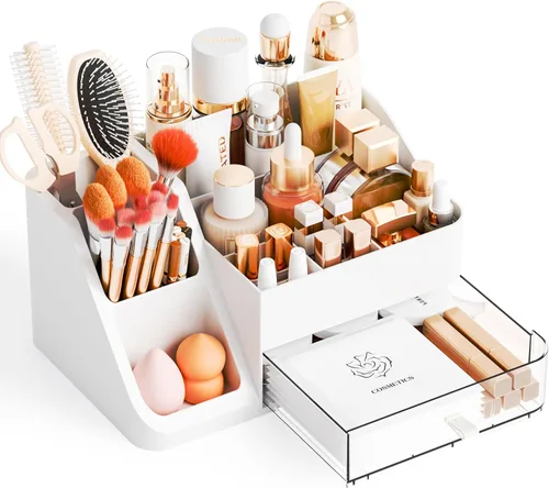 Miniatura 11 de Yieach Organizador de maquillaje de encimera para tocador, baño, tocador, organizador grande de almacenamiento de maquillaje y organizador