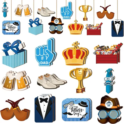 Maitys 24 adornos colgantes de madera para el día del padre, decoración del día del padre, colgante colgante para el día del padre, decoraciones