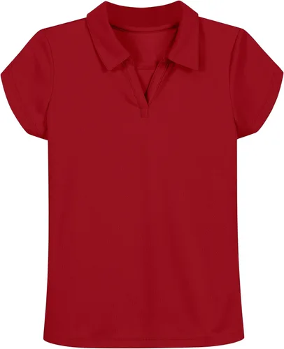 Polo de manga corta para niña, uniforme escolar, cierre de botón, material que absorbe la humedad, resistente a la decoloración