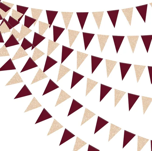Miniatura 4 de Decoraciones de fiesta blancas de 40 pies, banderín triangular con banderines, banderas de papel blanco nacarado brillante para graduación, boda