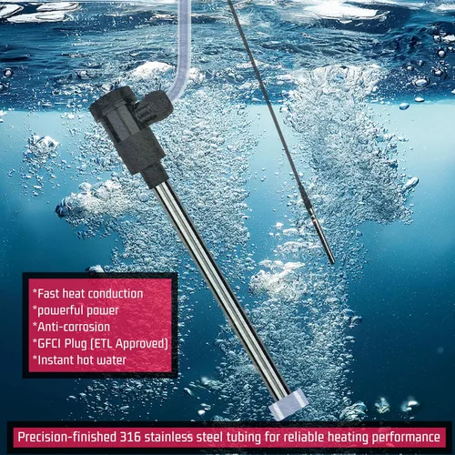 Miniatura 2 de Calentador de agua de inmersión de titanio de 1300 W para piscina y bañera, calentador sumergible eléctrico portátil con control de temperatura