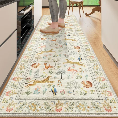 Miniatura 133 de DUKINO Alfombra de área de 6 x 9 pies, alfombra floral para sala de estar, ligera, antideslizante, lavable, alfombra de interior de pelo bajo