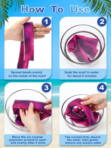Miniatura 27 de Janmercy 10 unidades de teñido anudado para el cuello, bufandas refrescantes, bandanas de hielo de verano para hombres y mujeres, camping, correr
