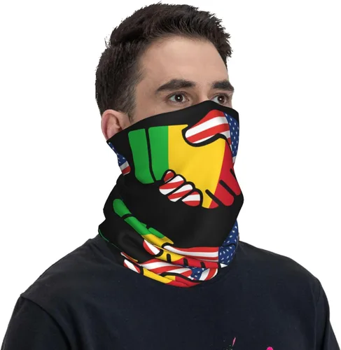 Miniatura 4 de Neck Gaiter Mali Malian American Flag USA Handshake Face Cover Scarf Uv Sun Protection Balaclava Head Mask for Men Women Fishing Mask Hiking Cycling