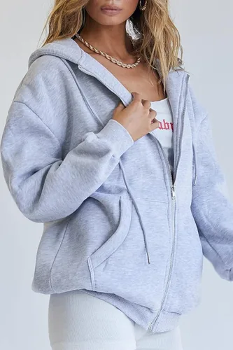 Miniatura 2 de EFAN - Sudaderas con capucha para mujer chaqueta oversized para otoño sudaderas informales con cordón cremallera Y2K y bolsillo