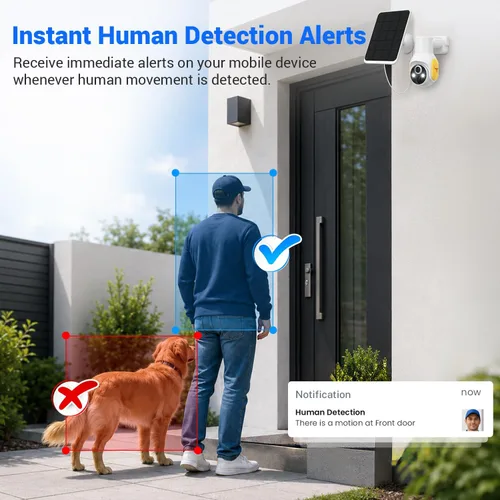 Miniatura 6 de Cámara de seguridad FameVibe 1080p inalámbrica con panel solar, detección inteligente de humanos con IA, audio de 2 vías, visión nocturna a