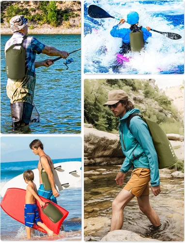 Miniatura 5 de HEETA - Bolsa seca impermeable para mujeres y hombres (versión actualizada) 5 L/10 L/20 L/30 L/40 L, bolsa de almacenamiento seca ligera con parte