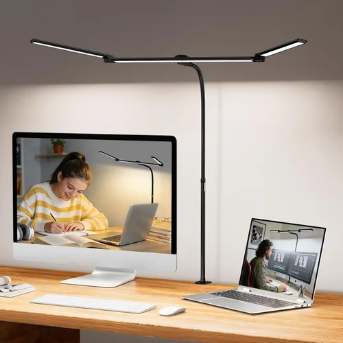 Miniatura 9 de LED Desk Lamp with Clamp, 23.5-31.5 Inches, Black 24W, 75 Lighting Modes, Flexible Neck Design, Telescopic Height, For Home Office Study Work