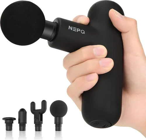 NEPQ Mini Pistola de Masaje, Potente Pistola de Percusión de Tejido Profundo Portátil para Músculos Fasciales, Masajeador de Cabeza, Cuello y