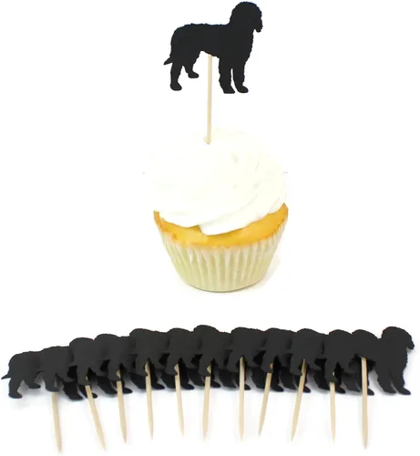 Miniatura 11 de Juego de 12 adornos para cupcakes de pastor alemán Decoración de pastel de perro negro hecho a mano Decoración de fiesta de cumpleaños