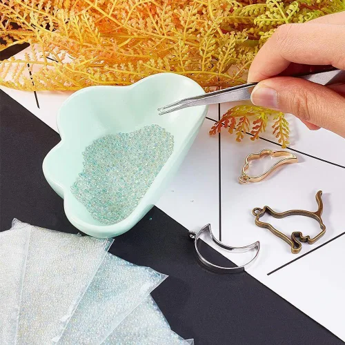 Miniatura 5 de OLYCRAFT 210g 1~3mm Cuentas de Cristal con Burbujas Sin Agujero Iridescentes Cuentas de Gotas de Agua Burbuja Cuenta de Cristal Iridescente