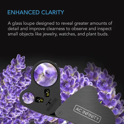 Miniatura 2 de AC Infinity Lupa de Joyero, Lupa de Bolsillo con Luz LED y Lentes Duales, Zoom 30x 60x para Joyas, Relojes, Monedas, Sellos, Capullos de Plantas
