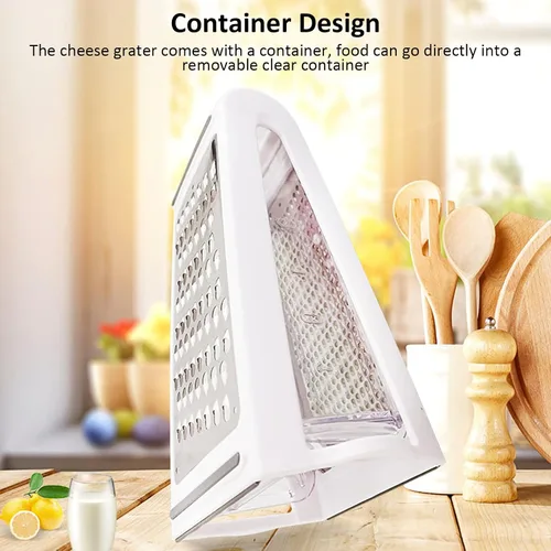 Miniatura 4 de HYWHUYANG Rallador de queso, rallador reversible de caja con dos lados, rallador de alimentos con recipiente de almacenamiento, herramienta