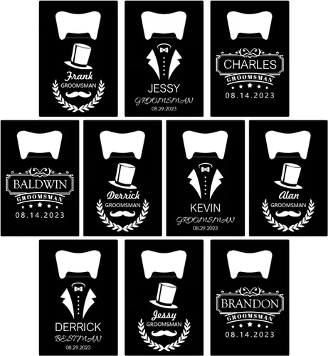 Miniatura 11 de Abrebotellas personalizados, tamaño de tarjeta de crédito, padrinos de boda, regalos para boda, despedida de soltero, abrebotellas de cerveza