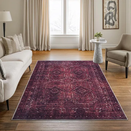 Miniatura 85 de Bloom Rugs - Alfombra lavable, antideslizante, de 1,83 x 2,74 m, color beige/blanco claro con borde tradicional, para sala de estar, dormitorio
