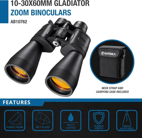 Miniatura 2 de Barska 10-30x60 Gladiator Zoom Binoculars – Long Range Binoculars for Bird Watching, Stargazing & Hunting, Multi-Coated Lenses, Tripod Compatible