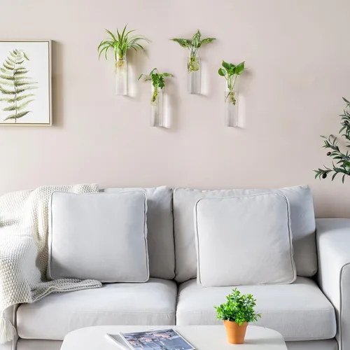 Miniatura 7 de Mkono Estación de Propagación Jardinera Colgante de Pared Tubos de Vidrio Florero para Plantas Hidropónicas, Baño, Oficina en Casa Sala de Estar