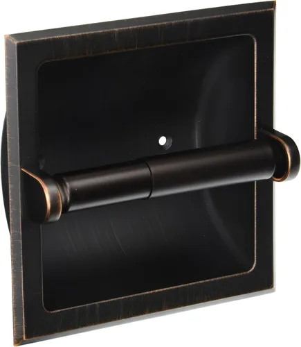 Miniatura 3 de soporte empotrado para papel higiénico, construcción metálica - soporte de montaje incluido, variación Bronce aceitado