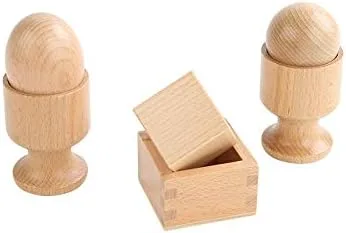 Miniatura 4 de Adena Montessori Inspirado ejercicio de ajuste de objetos 3D, bola de huevo con cubo de taza con caja, juguetes de madera para habilidades motoras