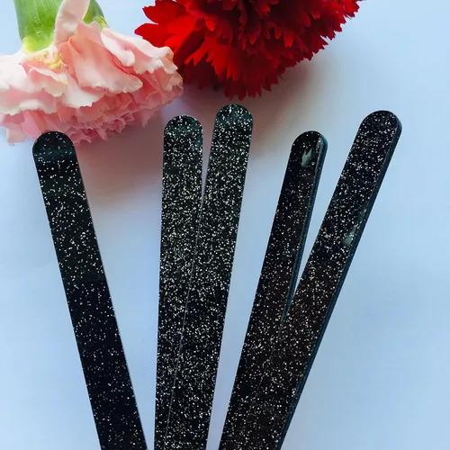 Miniatura 3 de 30 palitos de acrílico reutilizables para tartas, palitos de espejo para recuerdos de fiesta (purpurina negra)