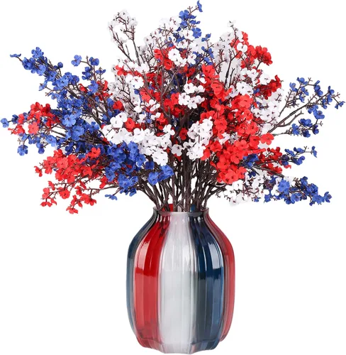 Miniatura 45 de JAKY-Global - Flores velo de novia artificiales, tela de seda, 6 ramos de plantas falsas europeas para decoración de bodas, ramos de tacto real, Azul