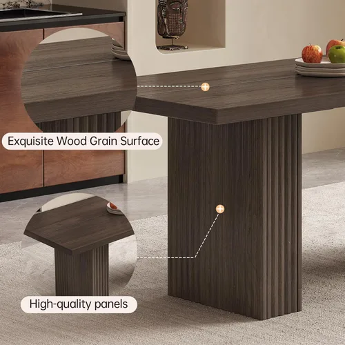 Miniatura 8 de Juego de mesa de comedor moderna de 5 piezas, mesa de cocina rectangular de roble de 66.9 pulgadas con 4 sillas, mesa de comedor de madera moderna