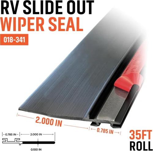 Miniatura 3 de Combo de gomas negras deslizables para caravanas 018-312-EKD y 018-341 EK Limpiaparabrisas D-Seal de 1 x 15/16 x 35 pies y base de sello de 1/2