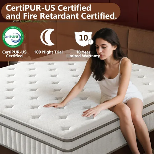 Miniatura 6 de mikibama Colchón individual, colchón híbrido de tamaño individual de 10 pulgadas en una caja para cama individual con espuma viscoelástica