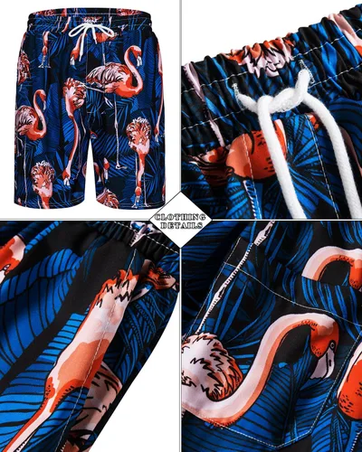 Miniatura 89 de TUNEVUSE Conjunto de camisas y pantalones cortos hawaianos para hombre, 2 piezas, trajes de playa con estampado de flores, traje tropical de verano