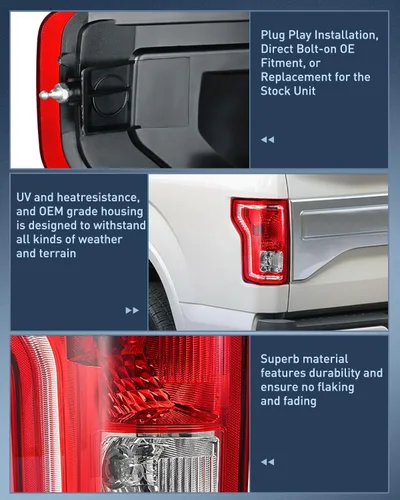 Miniatura 5 de Nilight Conjunto de luz trasera compatible con Ford F150 F-150 2015 2016 2017 de repuesto de lámpara trasera estilo OE con bombillas y arnés lado